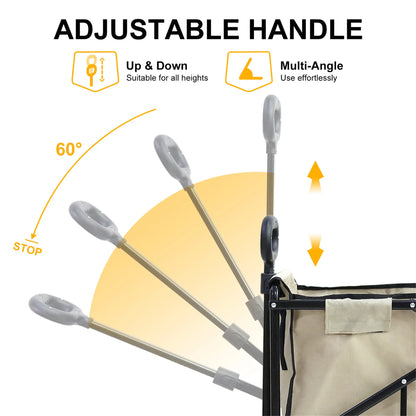 Wisfor Heavy Duty Foldable Wagon Cart — 440 Lbs Capacity, Adjustable Handle for Camping, Shopping & Beach