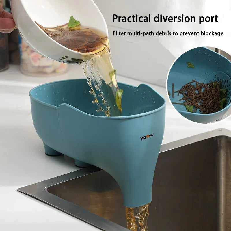 Trunk Tales: Elephant Drain Basket - Kitchen Storage Magic for Fruits, Veggies, and More!