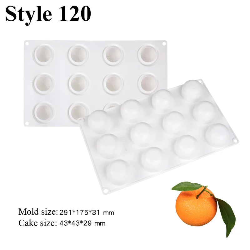 SHENHONG Silicone Fruit Mousse Cake Molds – Orange, Apple, Pear, Mango, Strawberry & Durian Dessert Decorating Tools