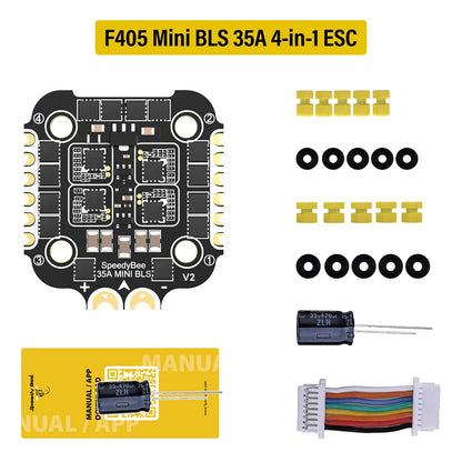 SpeedyBee F405 Mini Stack FC + BLS 35A V2 4-in-1 ESC — 20x20, Dual BECs, 3–6S for FPV Racing