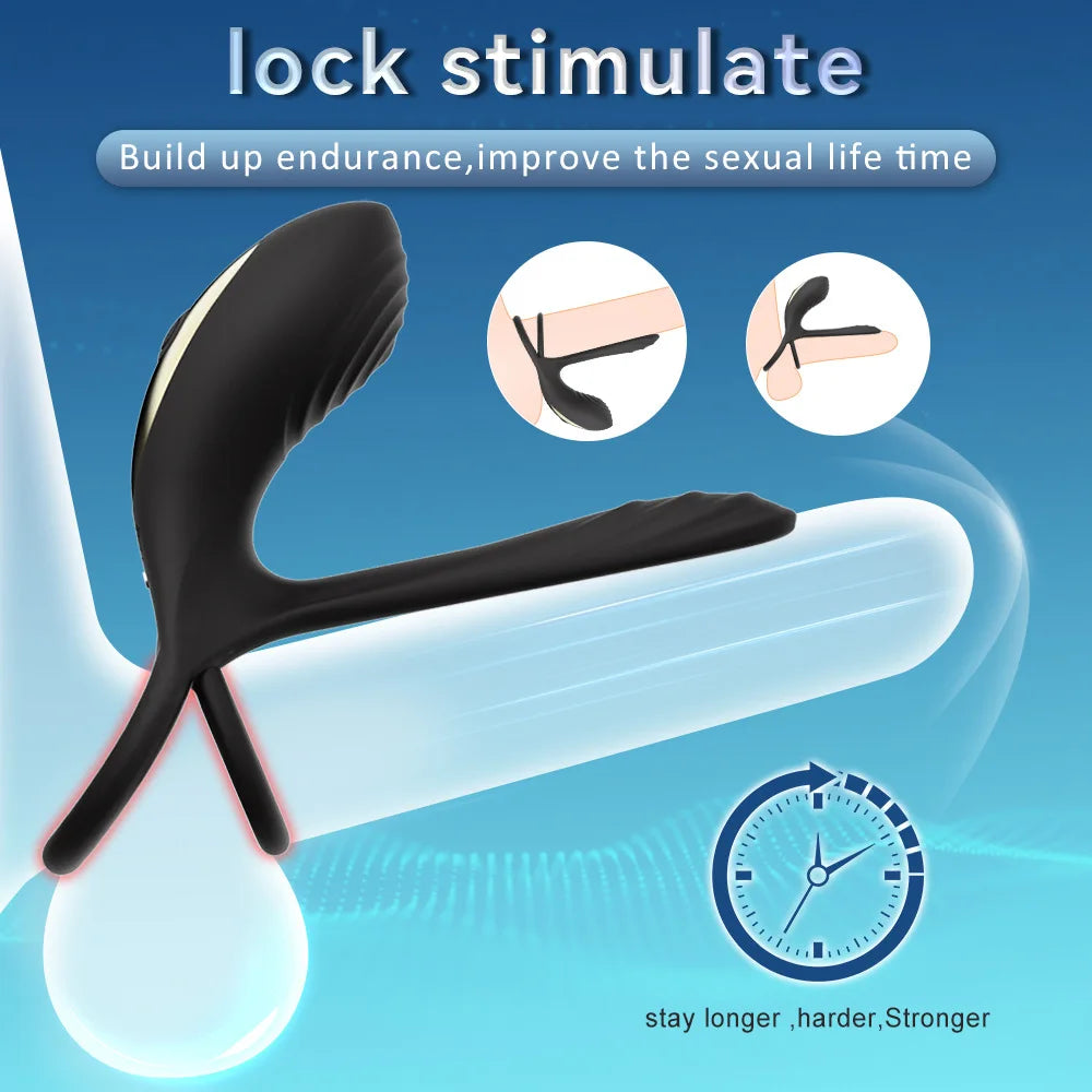 Double-Ring Vibrating Penis Ring – Dual Motor Delay Ejaculation & Erection Enlargement Adult Sex Toy