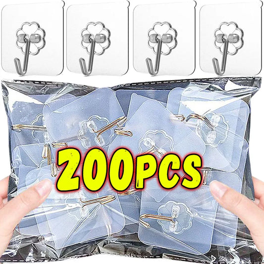 Transparent Heavy Duty Self-Adhesive Wall Hooks – Multi-Purpose Key & Towel Holder for Kitchen and Bathroom