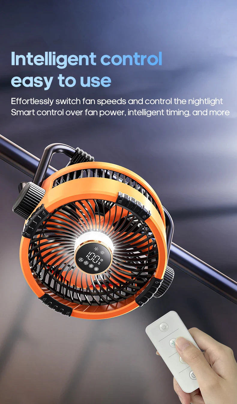 New 6-in-1 Multifunctional Desktop & Camping Fan — 20000mAh Outdoor Air Circulator with 4-Speed Wireless Tent & Ceiling Fan