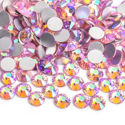 Light Pink & Rose 3D Glass Nail Art Rhinestones – SS3-SS30 Crystal Non-Hotfix Nail Decorations for Manicure Design & DIY Nails