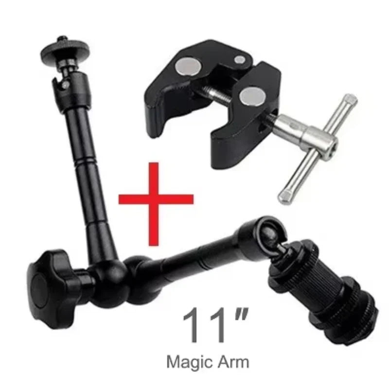 Super Clamp with 7"/11" Adjustable Magic Arm | Articulating Mount for Monitor, LED Light, DSLR Camera, Flash & LCD Video Gear