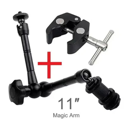 Super Clamp with 7"/11" Adjustable Magic Arm | Articulating Mount for Monitor, LED Light, DSLR Camera, Flash & LCD Video Gear