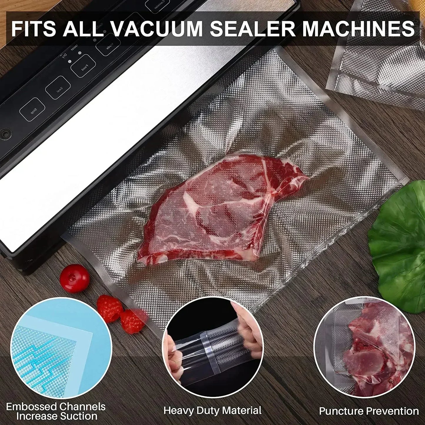 50pcs BPA-Free Reusable Vacuum Sealer Bags - Food Preservation Plastic Sealing Bags for Household Use