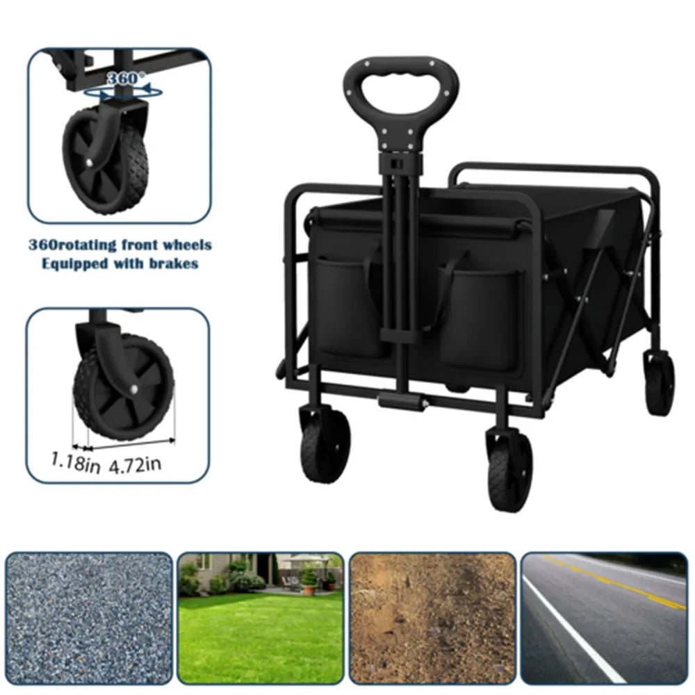 Foldable Garden Wagon Cart Portable Outdoor Camping Trolley Utility Beach Shopping Cart
