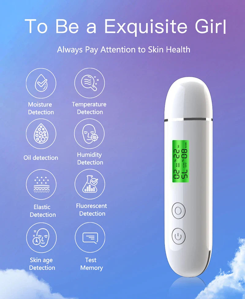 LCD Digital Skin Analyzer Pen — Face Tester for Moisture, Oil & Skin Health with Fluorescent Display