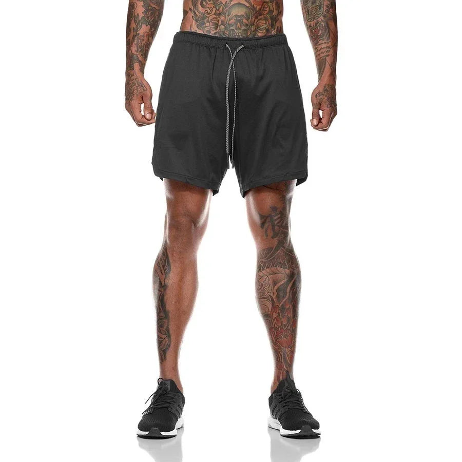 Men’s 2-in-1 Sports Shorts — Double-Layer Running, Gym & Fitness Shorts for Summer