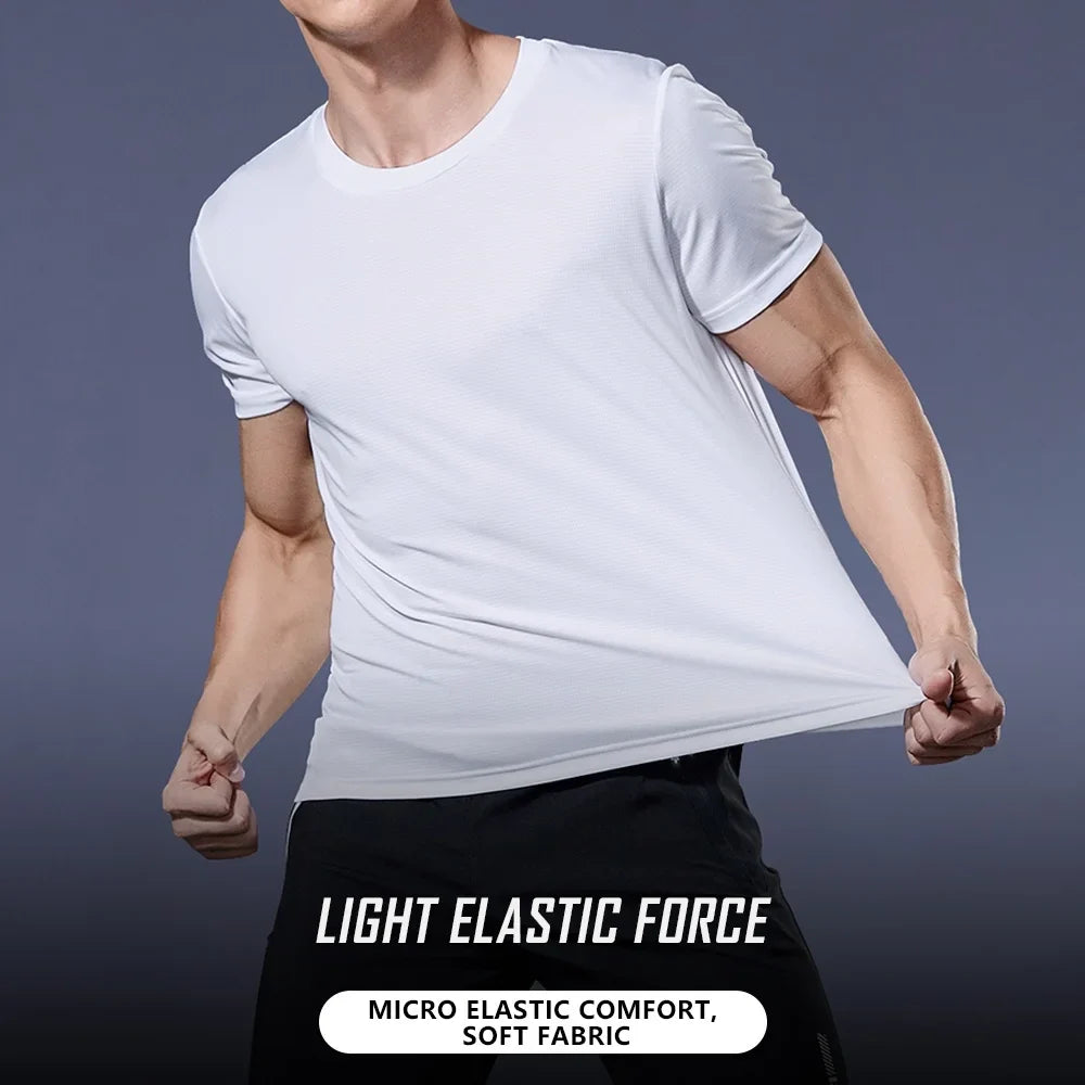 Men's Quick Dry Short Sleeve Gym Running T-Shirt | Moisture-Wicking Round Neck Sport Shirt | Lightweight Training Top