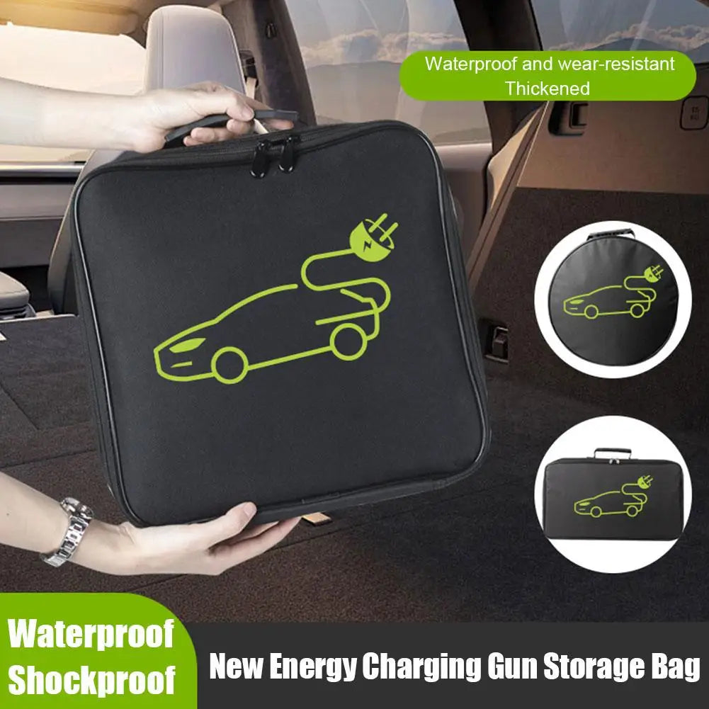 Electric Car Battery Jumper Cable Storage Bag – Waterproof EV Charger Gun Organizer for Charging Cables & Cords