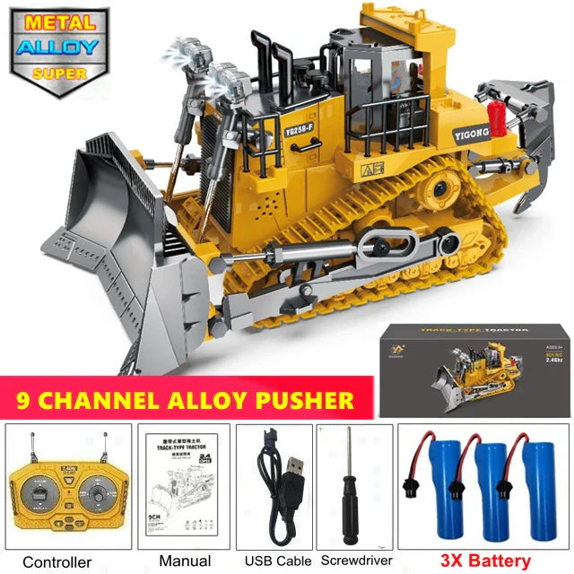 4WD RC Excavator Alloy Dump Truck Bulldozer | Remote Control Construction Vehicle Toy for Kids