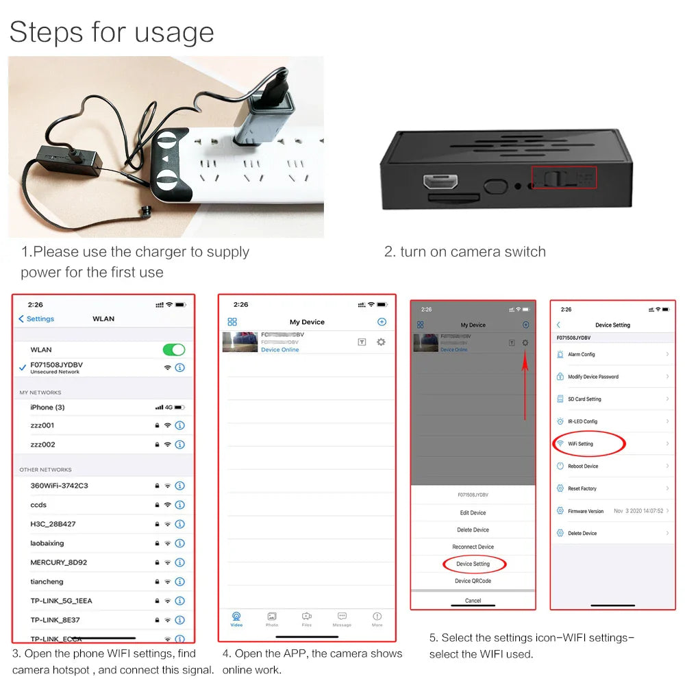 HD 1080P DIY Portable 4K WiFi Mini Camera — P2P Wireless Micro Camcorder with Motion Detection, Loop Recording, Remote Viewing, and Battery