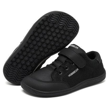 HOBIBEAR Kids Barefoot Shoes – Wide Toe Minimalist Sneakers for Boys & Girls, Lightweight Hook Loop, Mesh & Artificial Leather