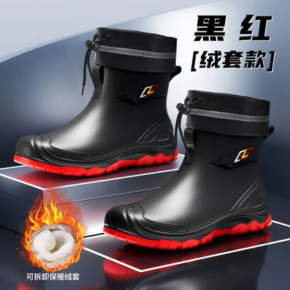 2024 Men's Waterproof Water Boots — Non-Slip Rubber Work Shoes for Outdoor Rain, Camping & Fishing