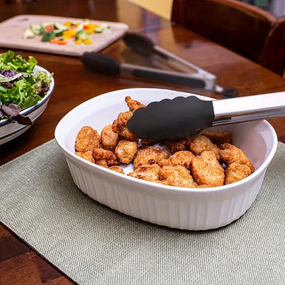 Heavy Duty Stainless Steel Kitchen Tongs - Heat Resistant Silicone Tips with Locking Secure Grip Design