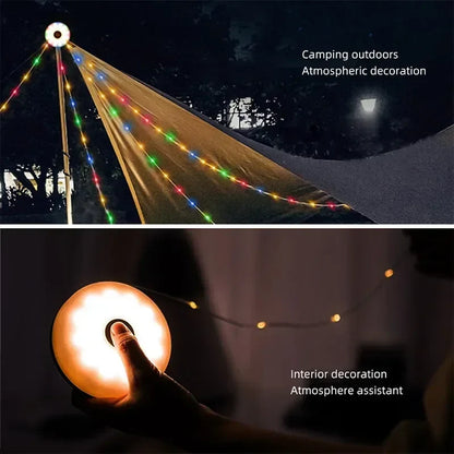 4-in-1 LED Camping Lamp Strip – 10M Waterproof Light Belt for Tent, Room & Outdoor Garden Decoration