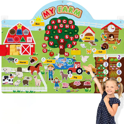Farm Animals Felt Story Board Set – Interactive Early Learning Wall Puzzle Toys for Toddlers