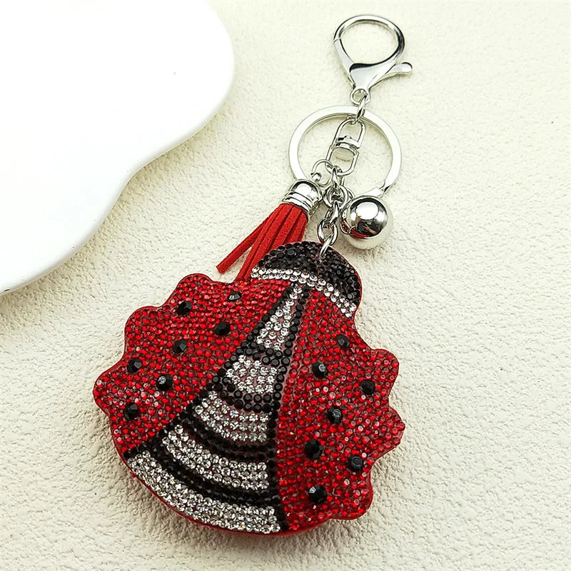 Ladybug Crystal Keychain - Tassel Bag Charm & Decorative Key Ring for Women & Men