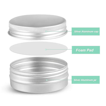 50PCS Aluminum Tin Jars – 5g to 100g Metal Containers for Cosmetic Creams, Lip Balm & Face Care