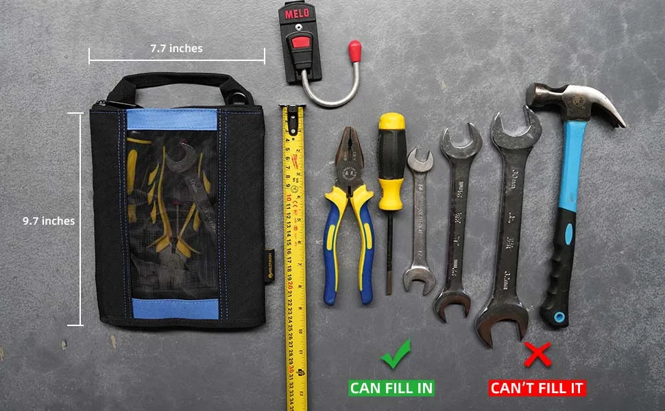 MELOTOUGH Canvas Tool Pouch | 2-Pack Zipper Bags with Mesh Window & Hanging Grommets