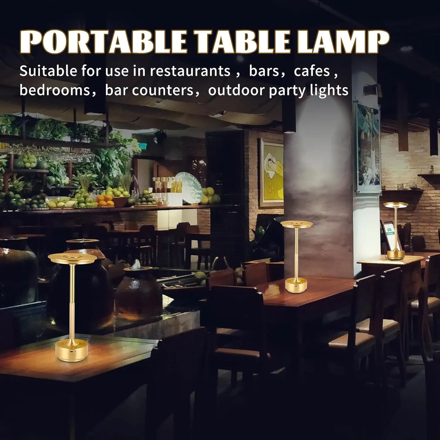 Wireless LED Table Lamp – Rechargeable Touch Sensor Night Light for Restaurant, Hotel & Bedroom Decor