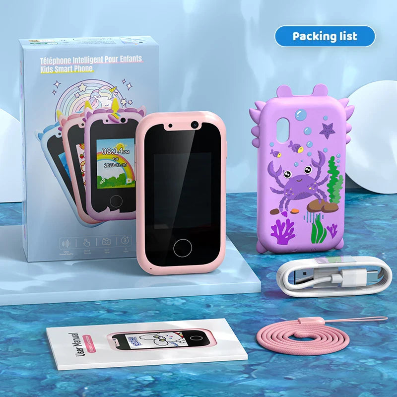 Kids Smart Phone Educational Toy - MP3 Player with Dual Camera, Touchscreen & 512MB Card for Learning & Fun