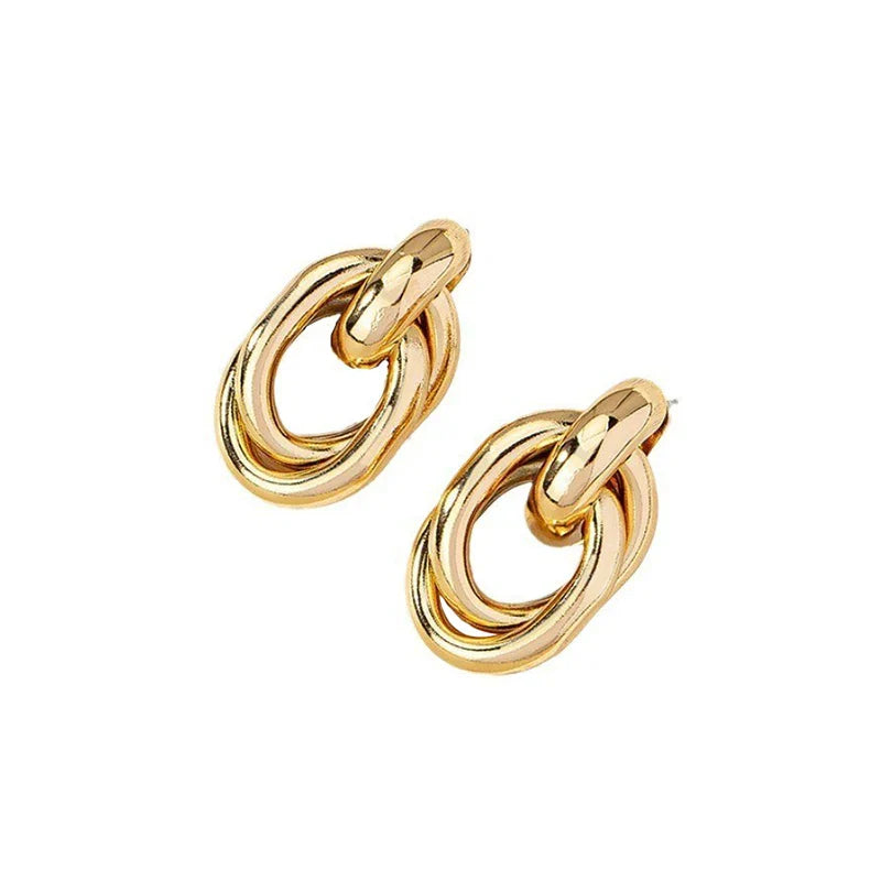Gold & Silver Knot Hoop Earrings – Trendy Shiny Eardrop Jewelry for Women