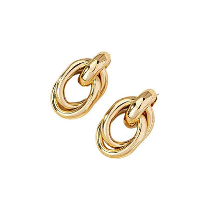 Gold & Silver Knot Hoop Earrings – Trendy Shiny Eardrop Jewelry for Women