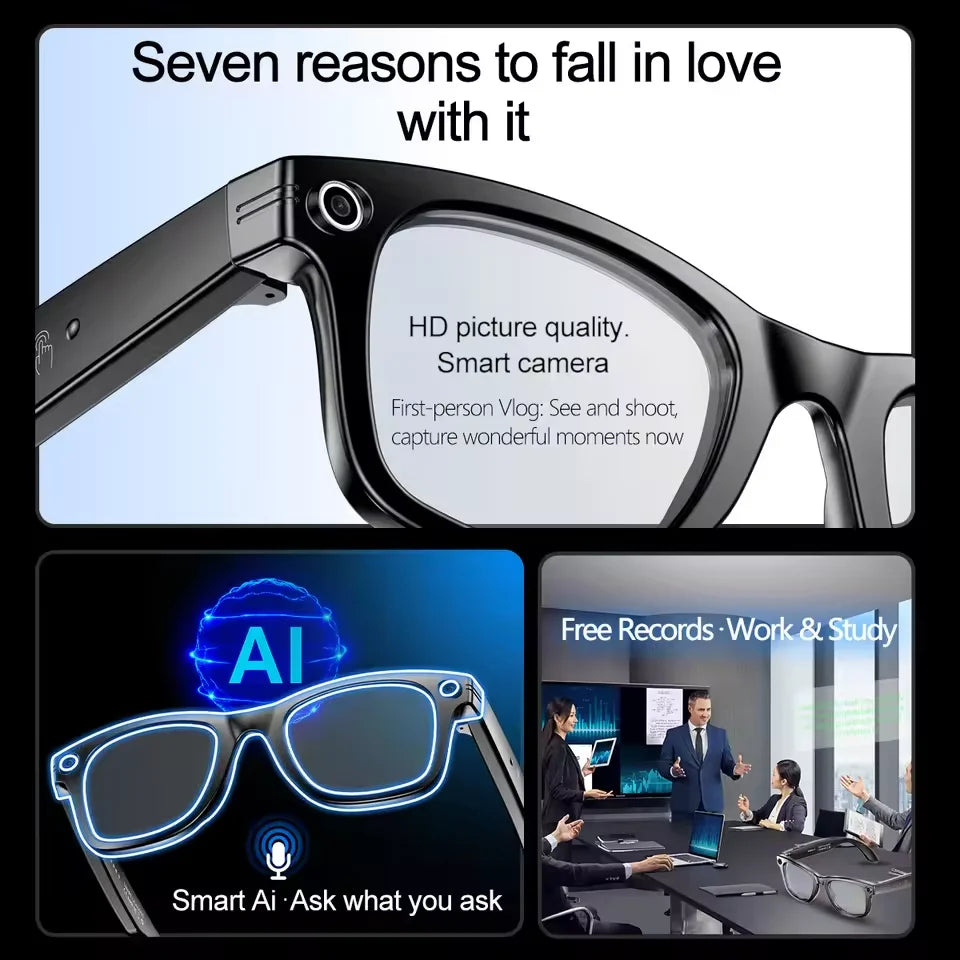 800W AI Smart Camera Glasses for Men – Color-Changing Smart Sunglasses with Translation, Photo & Video Recording, Waterproof Call Eyewear