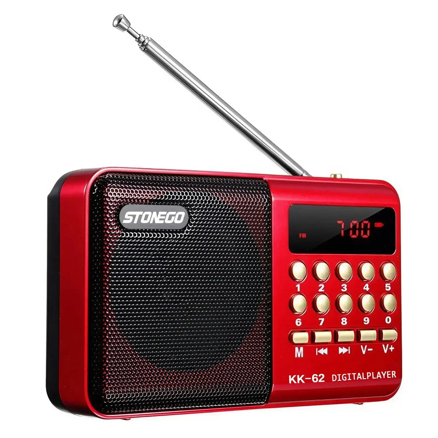 STONEGO Mini Portable Radio — Handheld Rechargeable Digital FM Radio with USB/TF MP3 Player, Speaker Device for On-the-Go Use