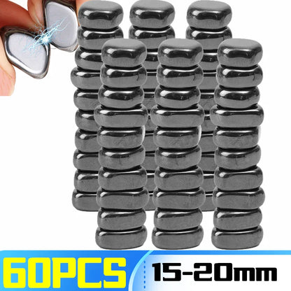 2/60x Irregular Polished Lodestone Magnets – Mini Magnetic Stones for Fridge, Whiteboard, Locker & Office Use