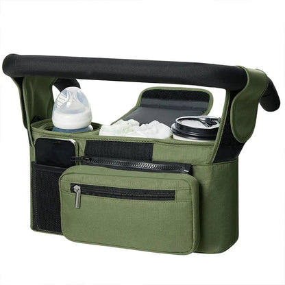 Baby Stroller Storage Bag — Large Capacity Travel Hanging Mummy Bag with Phone & Bottle Holder, Diaper Bag for Pram Accessories