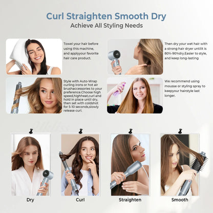 5-in-1 High-Speed Brushless Hair Dryer Brush – Negative Ionic Hot Air Styling Comb & Auto Hair Curler
