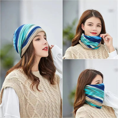 Rainbow Striped Beanie Cap - Unisex Soft Thin Knitted Outdoor Skullies for Spring and Autumn, Casual Warm Pullover Hat for Men and Women