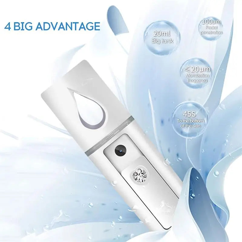 Handheld Nano Facial Mist Sprayer — Hydrating Face Steamer & Eyelash Extension Cleaner
