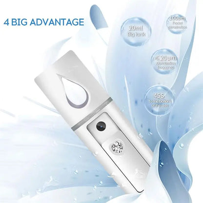 Handheld Nano Facial Mist Sprayer — Hydrating Face Steamer & Eyelash Extension Cleaner