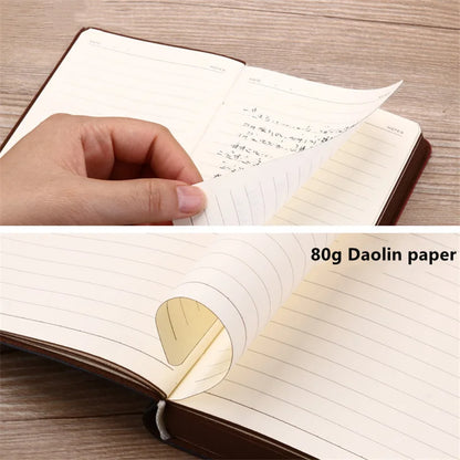 A6 Retro-Style Pocket Mini Notebook - Stamped PU Leather Writing Book for Portability in Office Bookkeeping