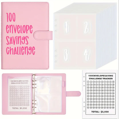 100 Envelopes Money Saving Challenge Binder – Password Lock Budget Organizer for Cash, Cost & Expense Management Notebook