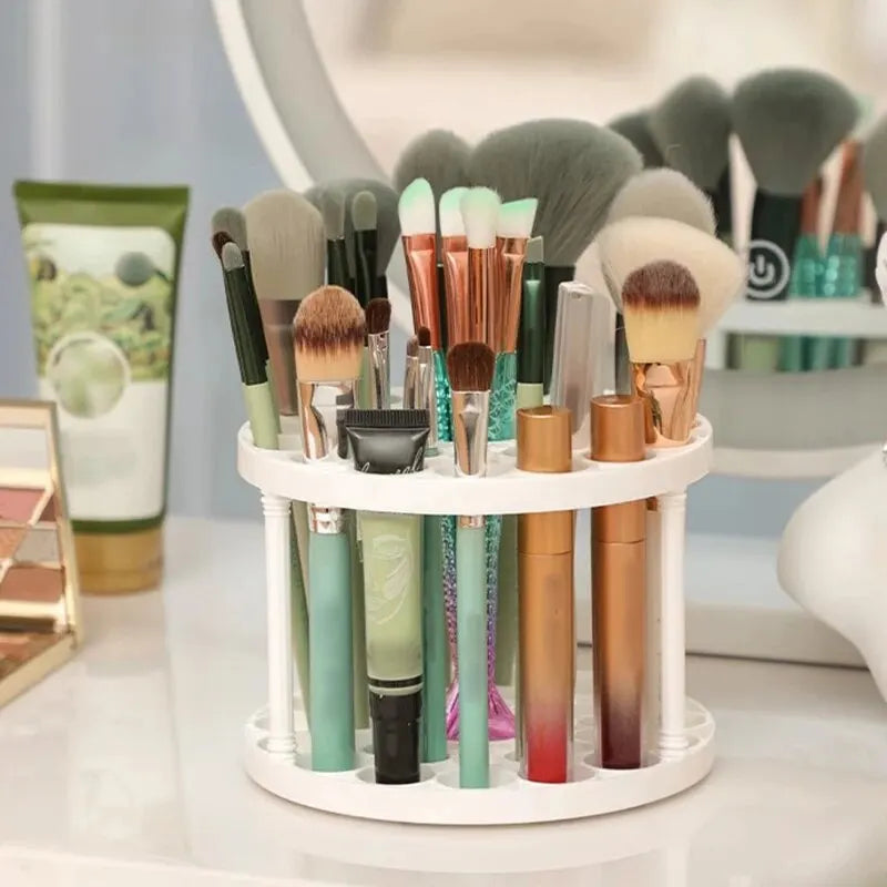 Makeup Brush Storage Rack - Desktop Cosmetics Organizer for Lipstick, Brushes, and Dressing Table