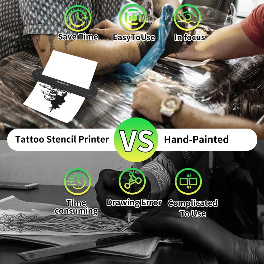 ATS886 A4 Wireless Tattoo Thermocopier – Bluetooth Thermal Printer for Mobile & PC Tattoo Transfer