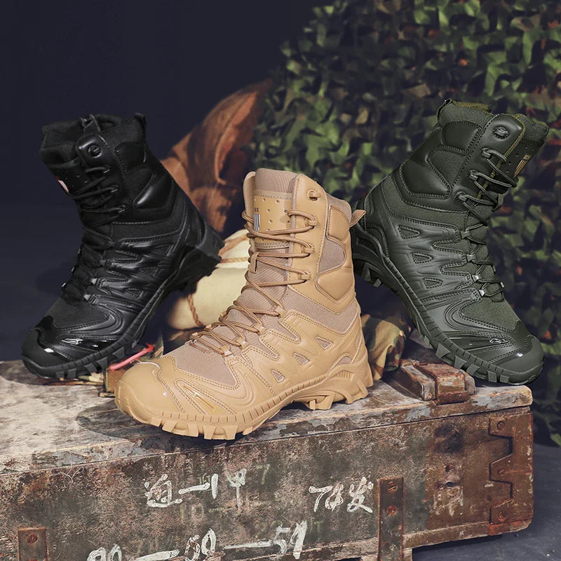 Special Forces Desert Combat Boots - Men's Tall Wear-Resistant Tactical, Waterproof Training & Outdoor Mountaineering Sports Boots