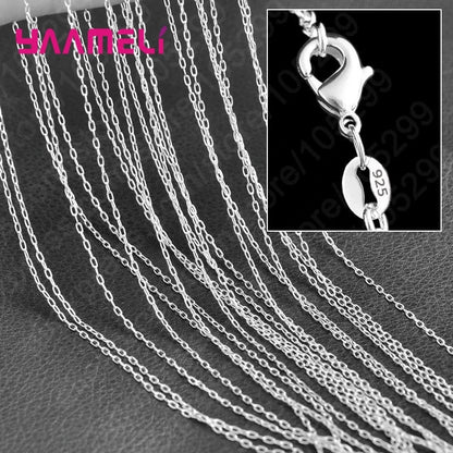 10PCS 925 Sterling Silver Charm Link Chain Necklaces – Smooth Lobster Clasp Jewelry, 16-30 Inch Adjustable