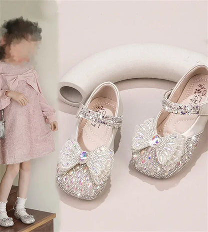 Sweet Bow Princess Shoes - Lightweight Shiny Crystal Flats for Baby Girls & Toddlers