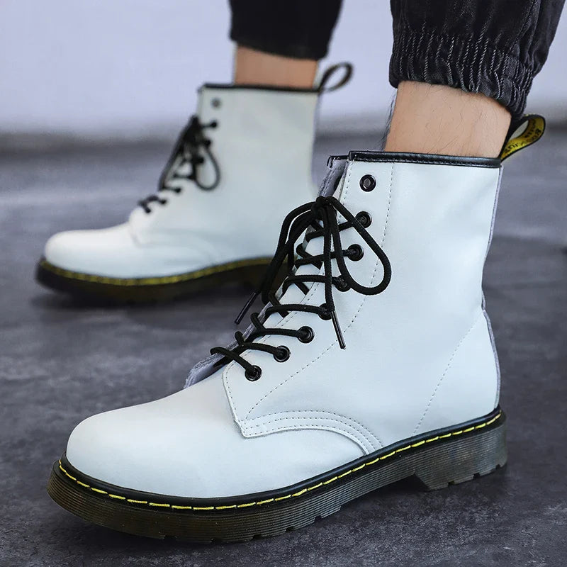 Men's Genuine Leather Six-Hole Boots – Classic British Style Riding Ankle Boots for Outdoor Wear, Size 35-48