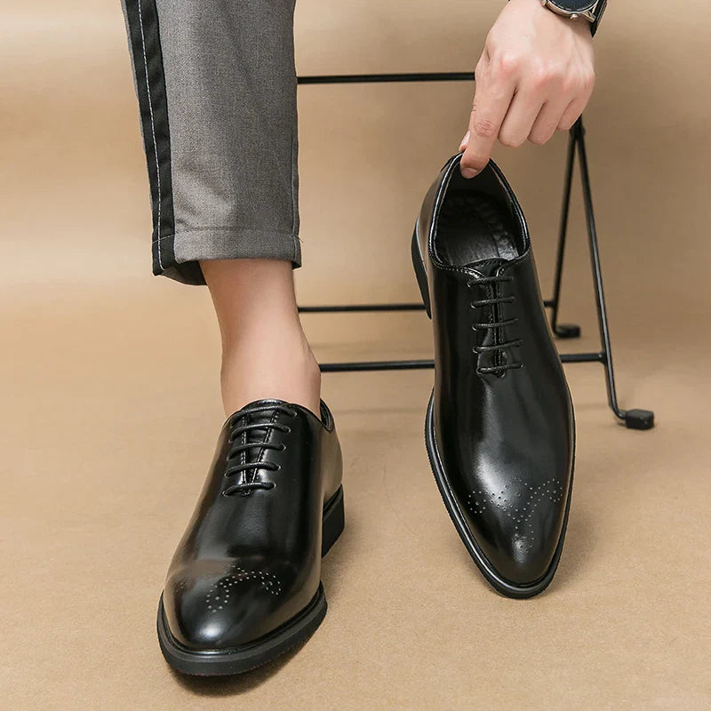 Luxury Men’s Leather Oxford Dress Shoes – High-Quality Gentleman Wedding & Office Shoes 2024