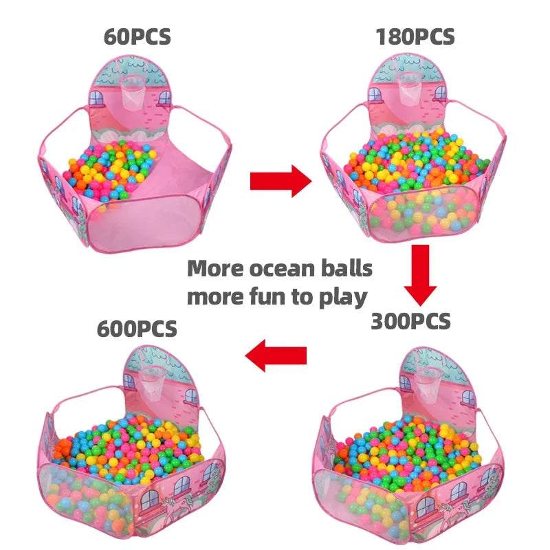 Foldable Kids Play Tent - Large Pop-Up Ball Pool Toy Enclosure for Indoor & Beach Fun