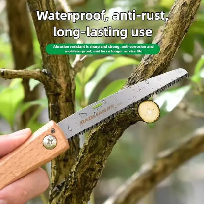 Mini Folding Hand Saw – Non-Slip Wooden Handle Pull Saw, Foldable Flush Cut Tool for Woodworking & Plastic Cutting DIY Tool
