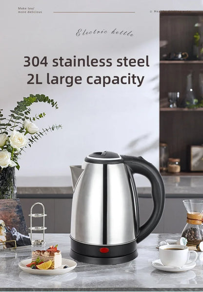 2L Travel Electric Kettle | Stainless Steel Portable Water Boiler for Tea, Coffee & Kitchen